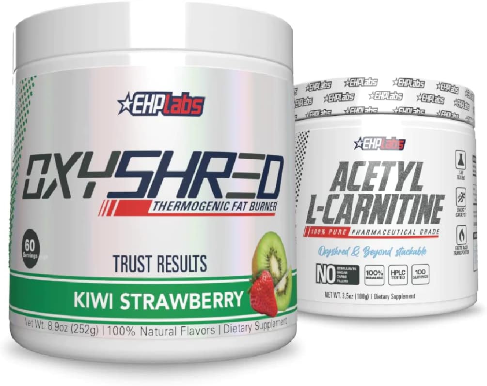 EHP Labs Shred + Acetyl Bundle - OxyShred Thermogenic Pre Workout Pulber & Shredding Supplement - Atsetüül L-karnitiin - toetab looduslikku energiat, AIDS Metabolism ja tervislik aju funktsioon