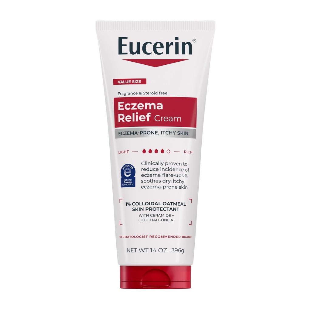 Eucerin Eczema Relief Body Cream, Eczema Cream with Colloidal Kaerahelbed, Ceramide-3 and Lagrice Root Extract, 14 Oz Tube
