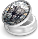 Pill Box-3 Compartment Small Pill Case Purse & Pocket Mini Metal Pill Holder Travel Pill Container hoida toidulisandeid vitamiine BPA-vaba (Rhinoceros)