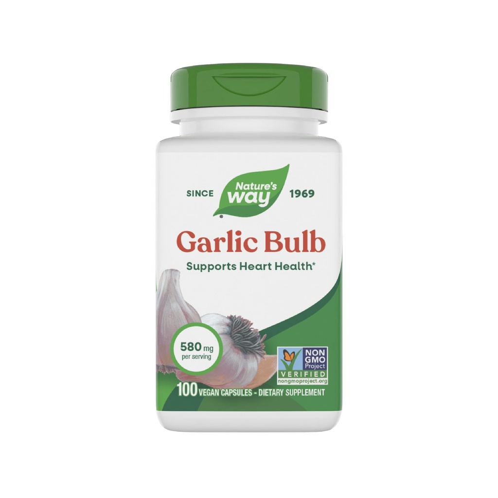 Nature's Way küüslaugu bulb, toetab südame tervist *, mitte-GMO projekt kontrollitud, 580 mg serveerimise kohta, vegan, 100 kapslit (pakendamine võib varieeruda)