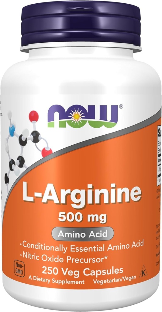 NOW L-arginiin 500 mg 250 Veg kapslid (pakendid võivad erineda)