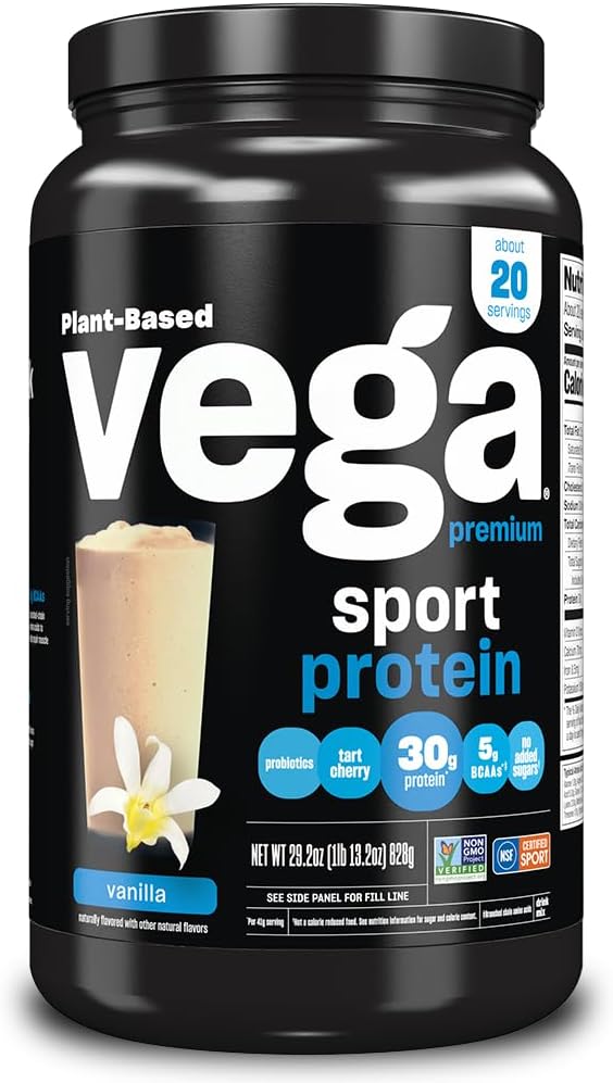 Vega Premium Sport Protein Vanilla Protein Pulber, Vegan, Non GMO, Gluteenivaba Taimne Valgupõhine Joogisegu, NSF Sertifitseeritud Sport, 29.2 oz