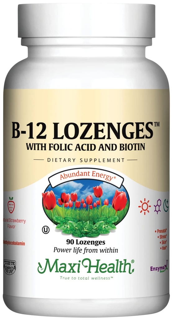 Vitamiin B12 kreemid foolhappe ja biotiiniga - sublingvaalne B 12 vitamiinid maasikamaitse - taimetoitlane Kosher B 12 vitamiin - VIT B12 toidulisand punaste vereliblede tootmiseks ja energiaks (90 loend)