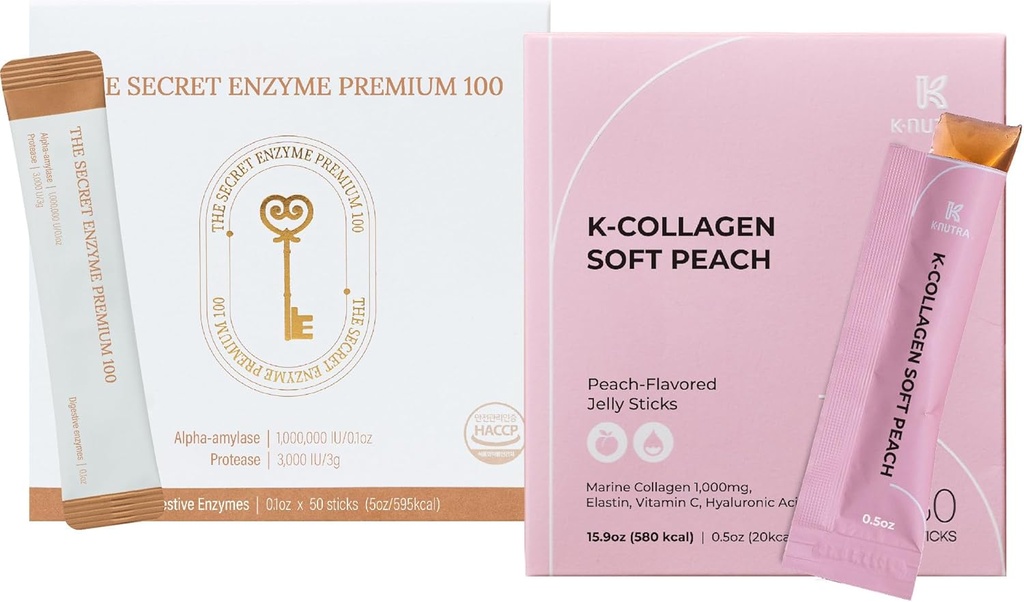 Salajane Enzyme Premium 100 (50 pulka) ja K-Kollageeni Pehme Peach kollageen Jelly (30 pulgad) Seedetrakti Tervis, Naha Tervis