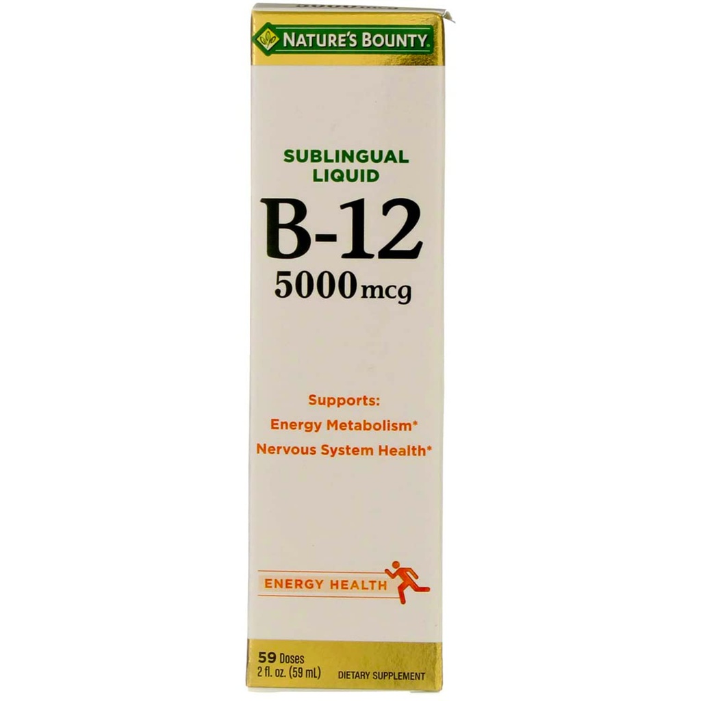 Nature's Bounty B-12 5000 mcg Sublingual Liquid Energy Health 2 oz (pakk 4)