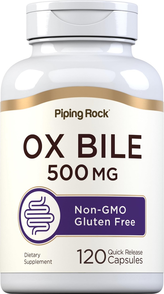 Piping Rock Ox Bile Supplement 500mg | 120 kapslit | Seedeensüüm | Mitte-GMO, Gluteenivaba