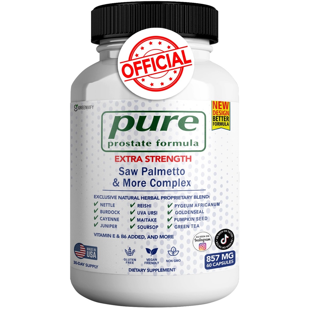 Puhas eesnäärme valem Saw Palmetto & keerulisem 857 mg eesnäärme lisandid meeste kapslitele, toidulisandid - maksimaalne tugevus, kõik looduslikud, et toetada normaalset ja tervislikku funktsiooni (1)