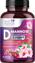 D-Mannoosi täiendus 1,350mg - Jõhvika, Hibiskuse ja Dandelioniga - kiire toimega, looduslik kuseteede ja põie toetus naistele ja meestele - Flush & Cleanse lisandid - Non-GMO, Vegan - 180 kapslit