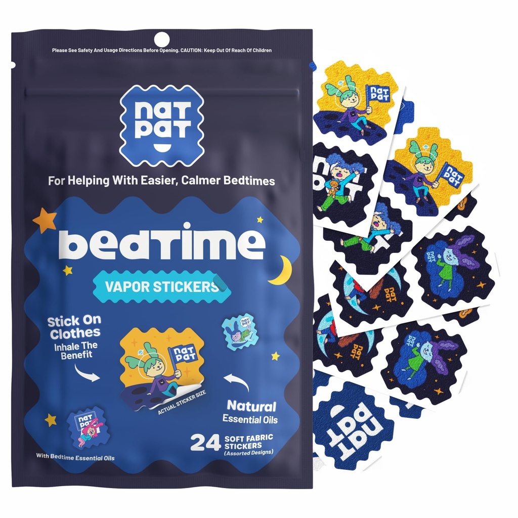 NATPAT Sleepy Patch Bed Time Kleebised lastele - Une soodustamise plaaster - Mittetoksiline lahendus paremaks uneks - Keemiline ja ravimivaba, melatoniinivaba - Buzz Patch Natural Patch (24 Pack)