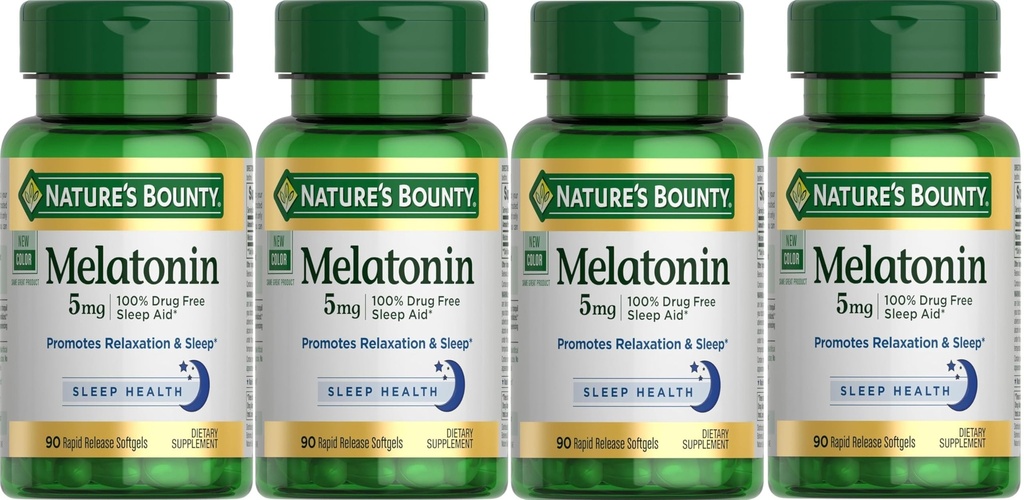Nature's Bounty Super Strength Melatoniin 5 mg Softgels 90 ea (pakk 4)