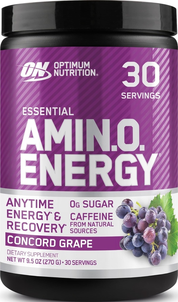 Optimum Nutrition Amino Energy - Pre Treening rohelise tee, BCAA, Aminohapped, Keto Sõbralik, Rohelise Kohvi ekstrakt, energiapulber - Concord Viinamarja, 30 Servings