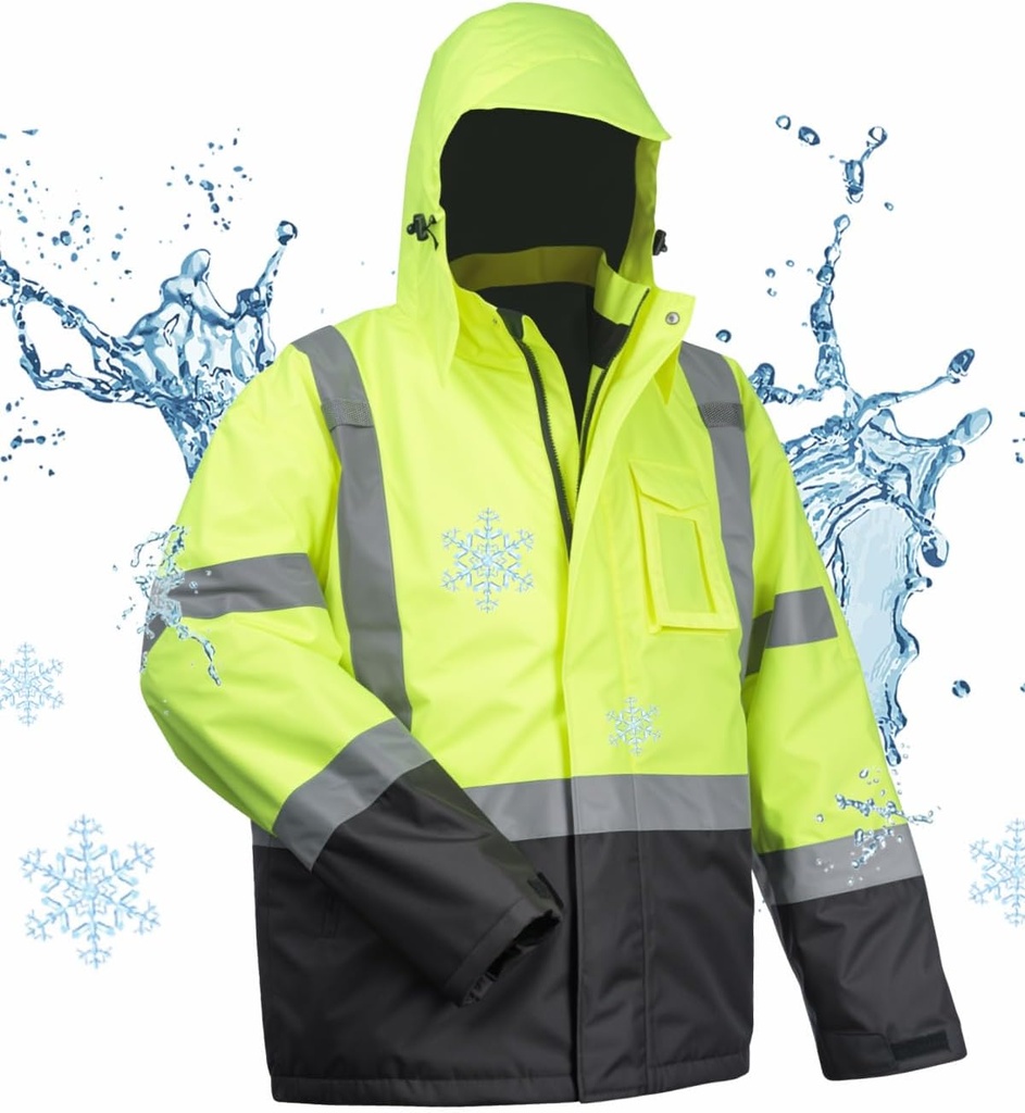 100% veekindlad ohutusjakid meestele, Hi Vis peegeldavad töökotid, ehitus vihmamantlid külma ilma jaoks