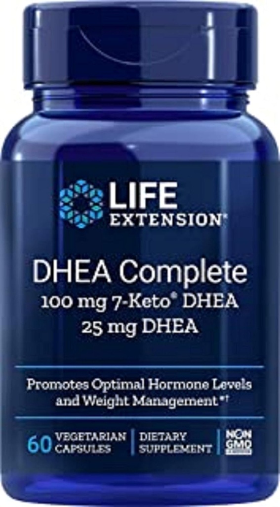 Life Extension DHEA Complete , 100 mg 7- keto DHEA , 25 mg DHEA , 60 kapslit