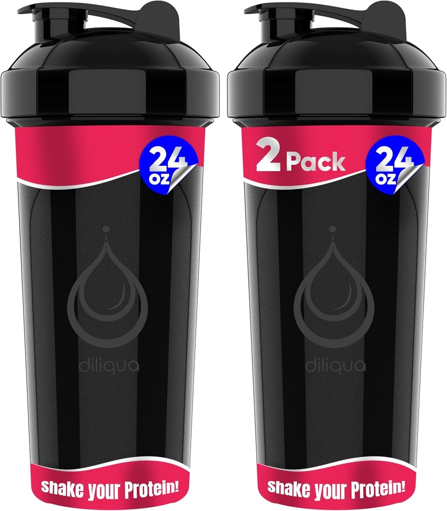 2 PAKK, Topelt 24 oz Shaker pudelid võimsate traatvisetega valgusegudele | Lekkekindel Blender Shaker pudelid (must) | BPA-Vaba & Nõudepesumasin Ohutu | Shaker Cup Protein Shakes
