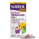 Natrol Kids Fast Lahustage 1 mg melatoniin, toidulisand rahutu une jaoks, une tabletid lastele, 40 maasikamaitselist melatoniini tabletti, 40 päeva pakkumine
