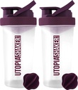 Utopia Home Protein Shaker Pudel - (Pakk 2) 28-Ounce Shaker pudelid Valgusegud - Fitness Sport Classic Protein Mixer Shaker Pudel (Clear / Plum)
