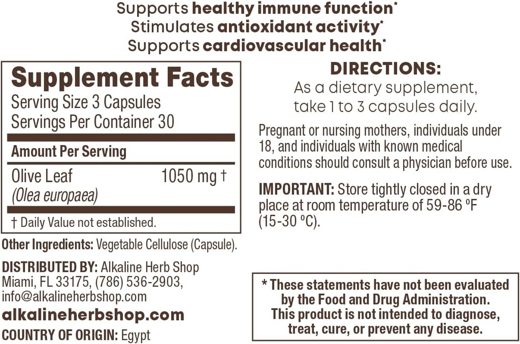 Leeliseline ürdipood Olive Leaf Supplement 90 kapslit