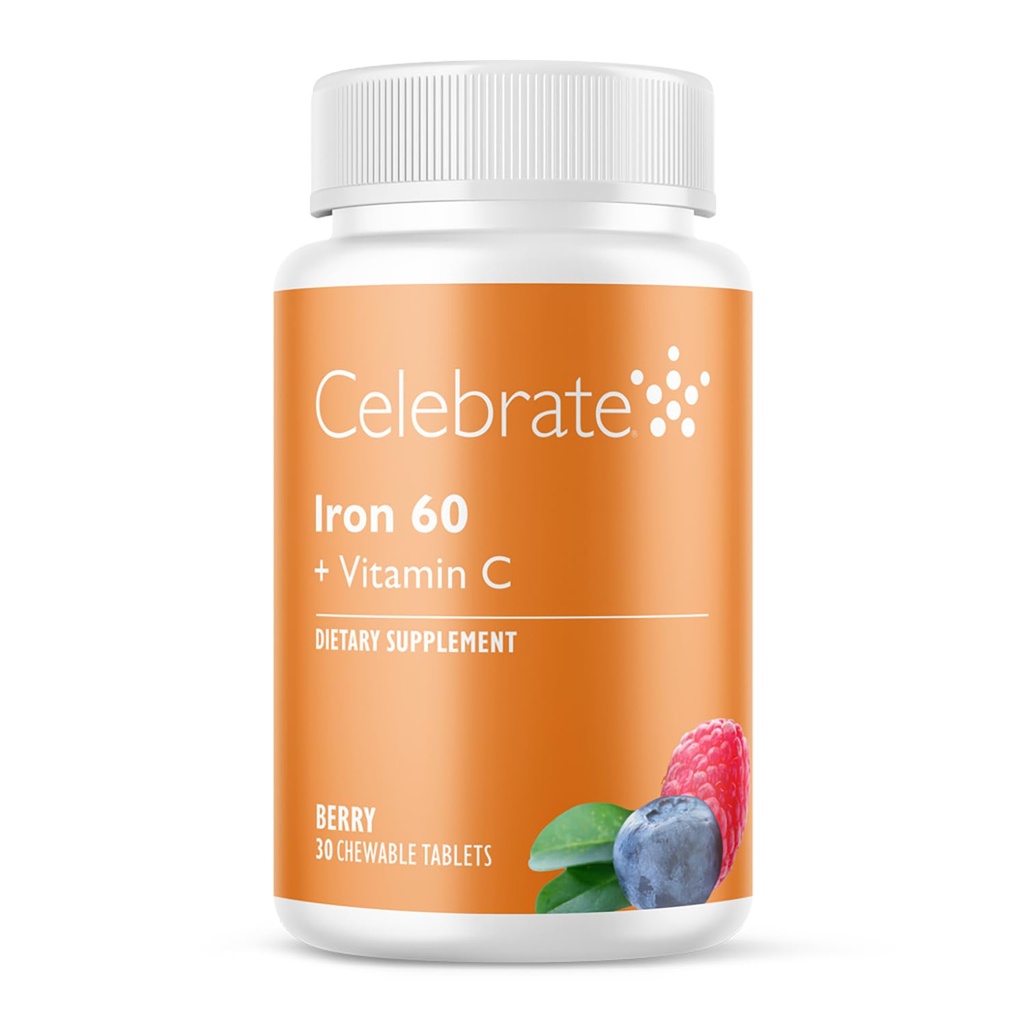 Tähistada Vitamiinid Raualisandi 60mg Raud ja Vitamiin C - Berry närimistables bariaatrilised patsiendid, Mao Bypass & varrukate Gastrectomy Support - 30 tabletti post-kirurgia tervise säilitamise