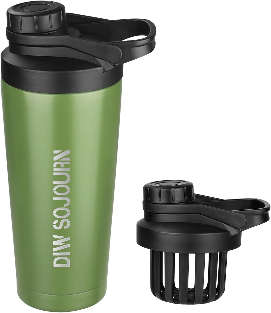 DIW 24 oz Shaker Bottle, Roostevabast terasest Shaker Pudel müravaba disainiga, Isoleeritud Metal Shaker Cup valgusegudele ja Pre Workout, Gym Bottle Shaker (roheline)