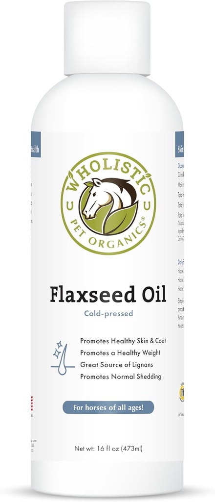Wholistic Pet Organics Flaxseed Oil: Orgaaniline linaseemneõli hobustele - Flax Oil Horse Supplement koos antioksüdant Rich Rosemary ja Omega 3, 6 rasvhapete südame, immuunsüsteemi, naha ja kate Tervis-16 Oz