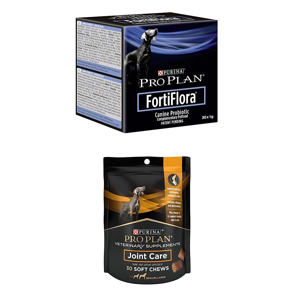 Bundle of Purina Pro Plan Veterinary Supplements FortiFlora Dog Probiotic Supplement, - 30 ct. Boxes + Purina Pro Plan Veterinary Supplements Joint Care for Large Breed Dogs Hip ja Joint