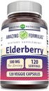 Amazing valemid Elderberry Supplement | 500 Mg per Serving | 120 Veggie kapslid | 10: 1 Kontsentraat | Mitte-GMO | Gluteenivaba | Valmistatud USAs