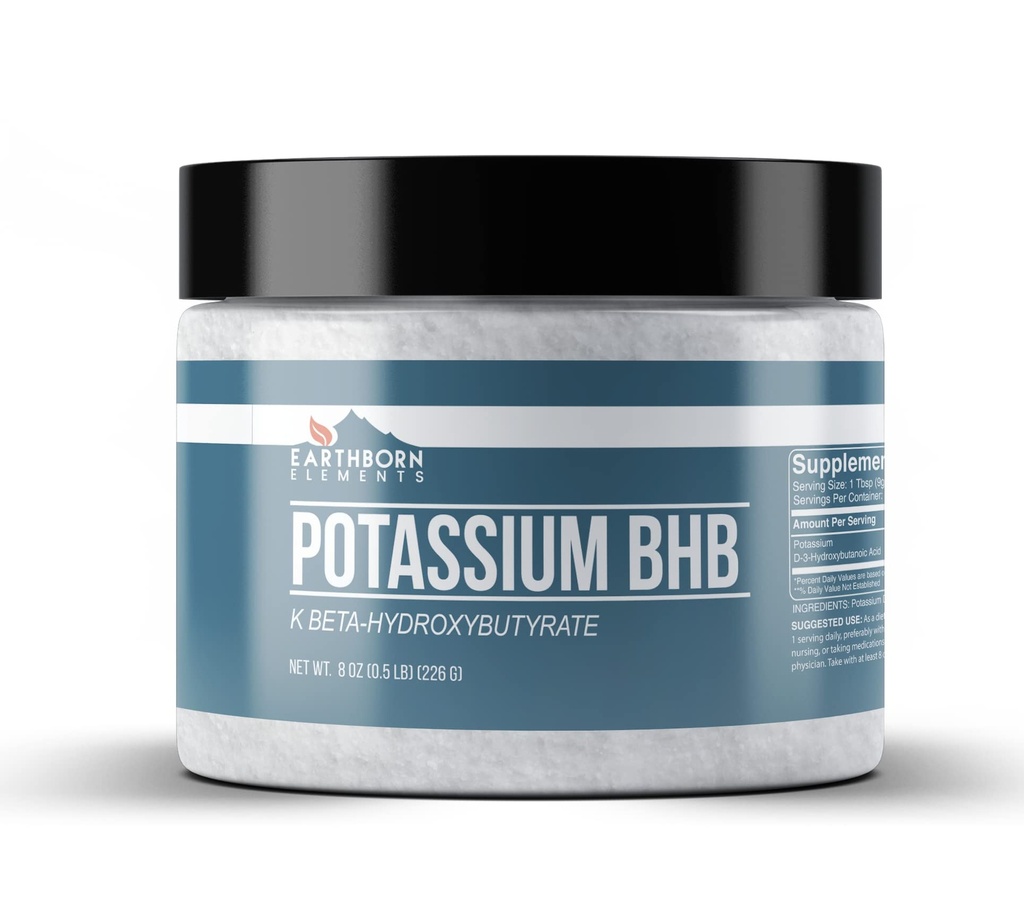 Maapealsed elemendid Kaalium D-β-hüdroksübutüraat 8 oz, kaalium BHB, alati puhas