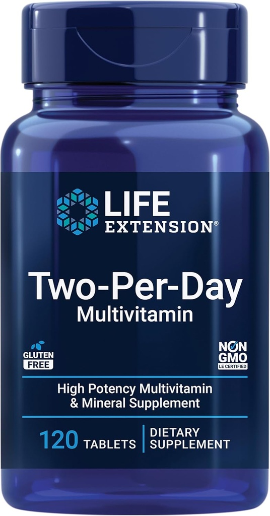 Life Extension Super Bio-Curcumin ja kahepäevase 120 tableti multivitamiini komplekti - 60 taimset kapslit