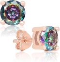 Käsitsi valmistatud Rose Gold Plated Natural Mystic Topaz Sterling Silver Stud Earrings