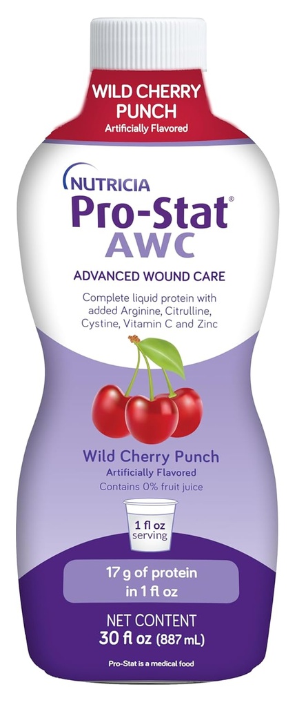 Pro-Stat Advanced Wound Care (AWC), kontsentreeritud vedelvalk Medical Food - Wild Cherry Punch Flavor, 30 Fl Oz pudel
