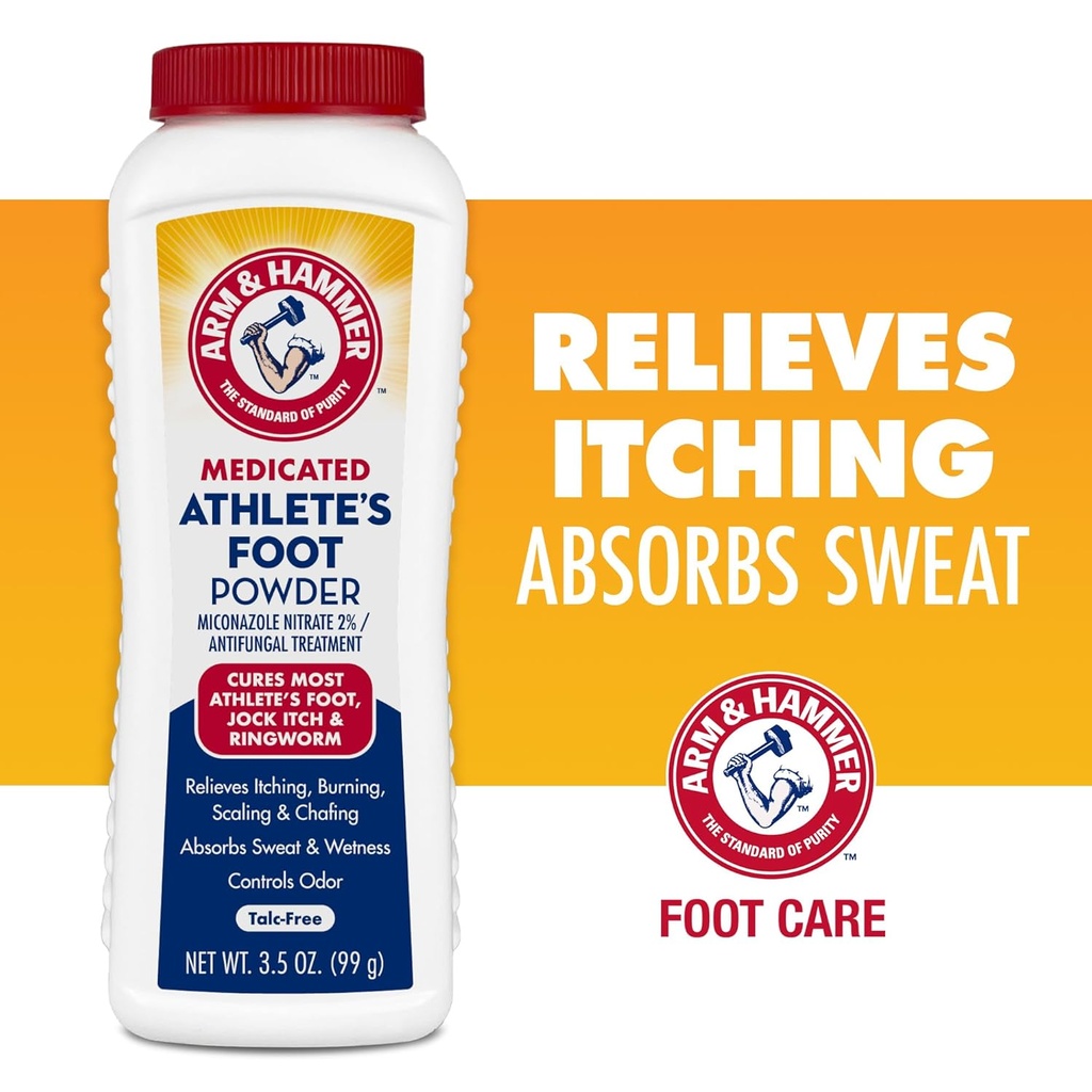 Arm & Hammer Sportlase Jalapulber - Seenevastane Ravi Jalgadele Küpsetamissoodaga - Leevendab Sügelust, Põlemist Ja Lõhna - Kliiniliselt Tõestatud Valem - 3.5 oz 4 Pack (4)