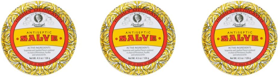 Rawleigh Antiseptiline Salve Ikooniline Kollane Suur Tin: 4,5 oz, Multi-Eesmärk Salv Soothes Lõiked, sinikad, ärritused, koos turpentiini, fenooli, puuvillaseemneõli ja parafiin, Algne valem - Pakend 3