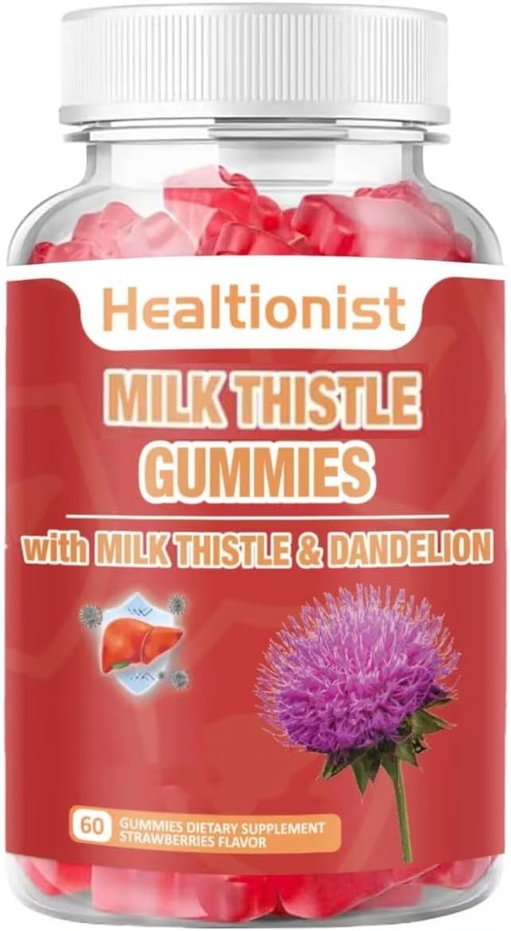 Piimaohakakummid Maksa puhastamiseks, Detox & Remont Rasvane maks Vormel Gummies, Piimaohakaekstrakt | Antioksüdant Toetus & Looduslik Maks Tervis, Maksa Detox, 60 Vegan Ct