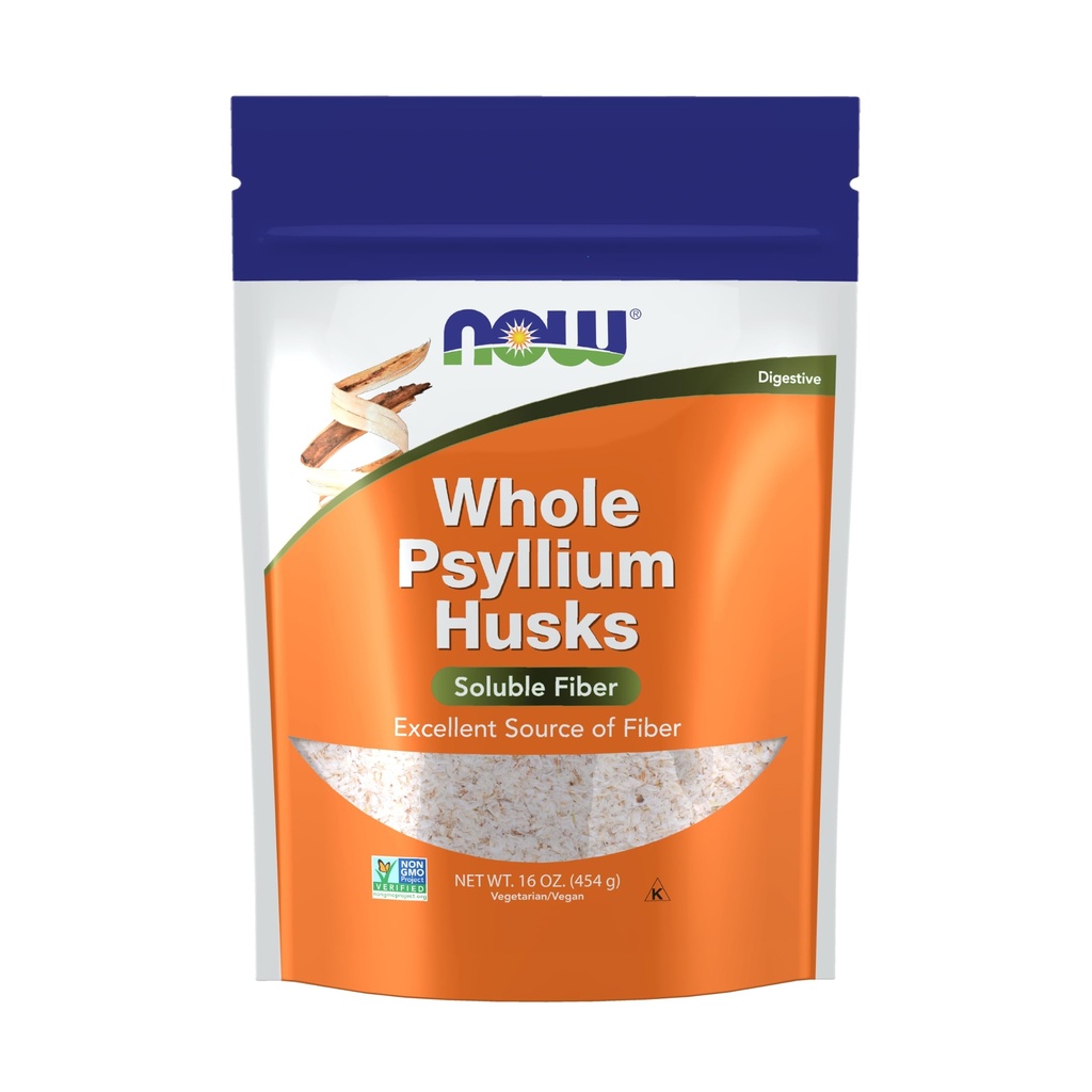 NOW Foods Supplements, Whole Psyllium Husks, Non-GMO Project Kontrollitud, Lahustuv Fiber, 16-Ounce