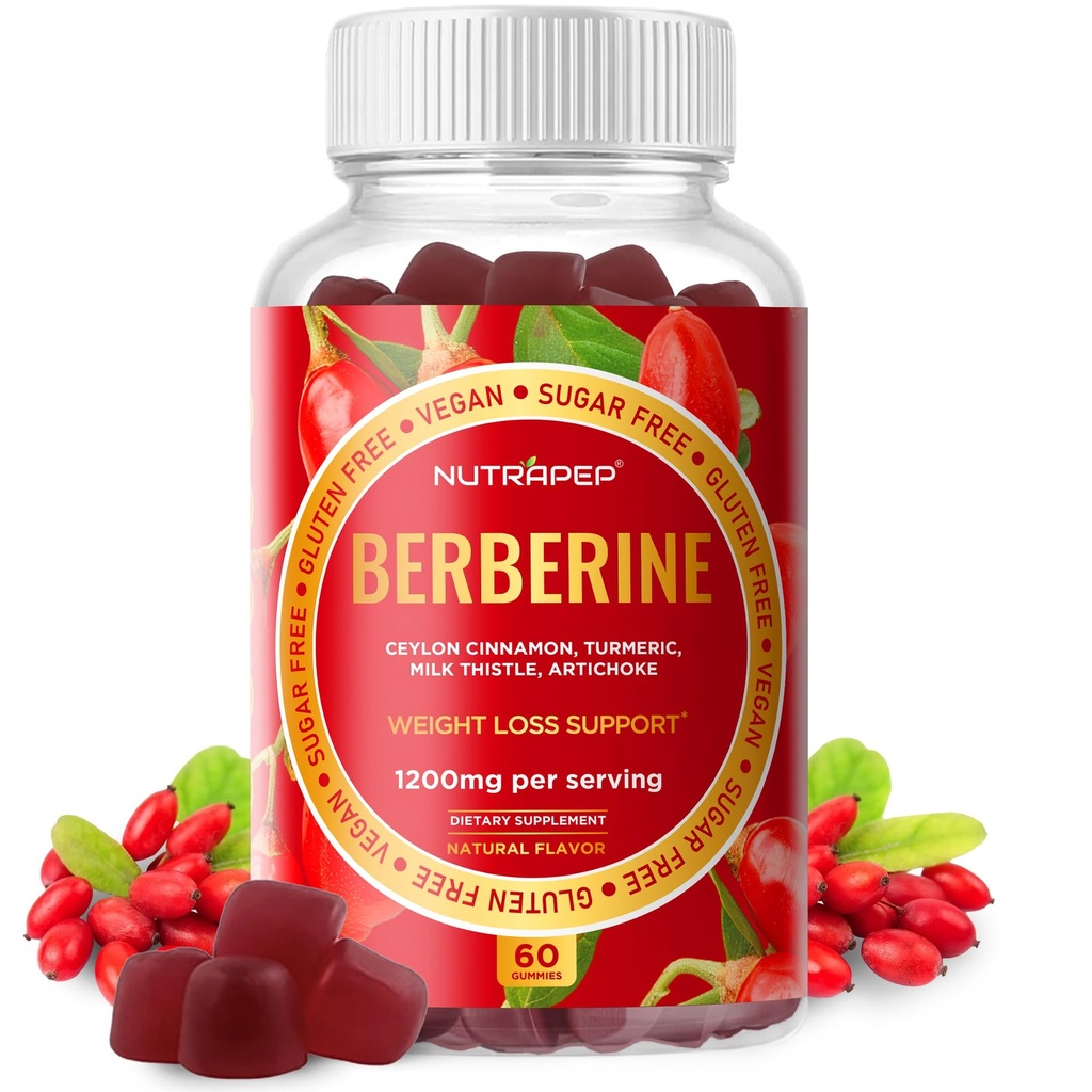 Premium Berberine HCl GLP-1 kaalulangus Gummies (1200mg) koos Ceyloni kaneeli kurkum piimaohakas artišokk - suhkruvaba gluteenivaba kõrge potentsi GLP1 tugilisa