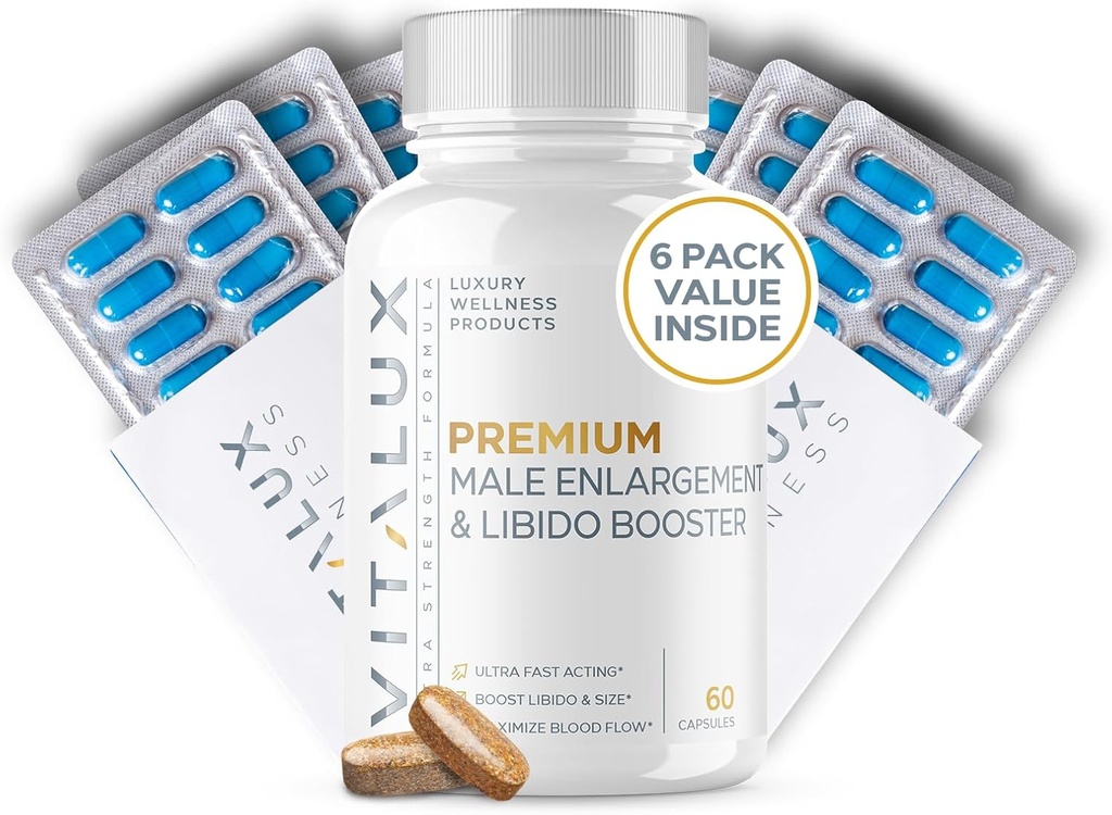 VITALUX || #1 Dosed Premium Erection Support & Libido Booster || Kiiretoimeline verevool, suurus ja tugevus meeste parandamiseks | L-arginiin + 18 koostisosad | 3. katsetatud + USA valmistatud - 60 pillid