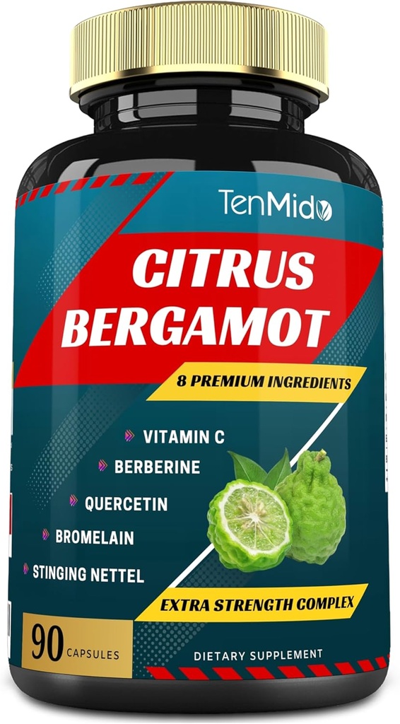 Citrus Bergamot Extract kapslid VitaminC, Berberine, Quercetin, Bromelain, Echinacea, Black Pepper - 3 kuud Supply, 90caps