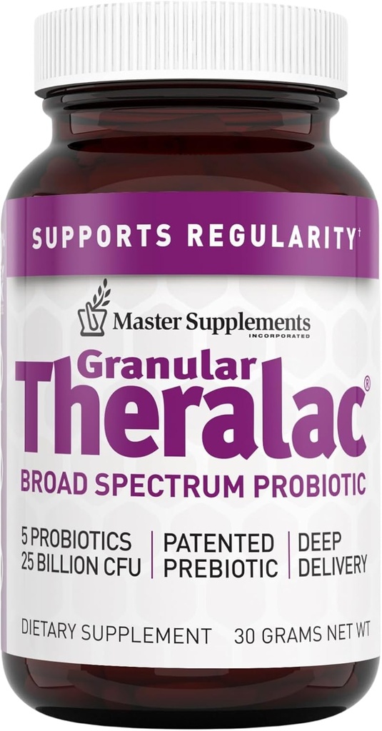 Master Supplements Granulaarne Theralac - 1.05 oz - Multi-tüve probiootiline pulber optimaalse soolestiku tervise jaoks - suurepärane lastele - vegan, gluteenivaba - 40 serveerimist