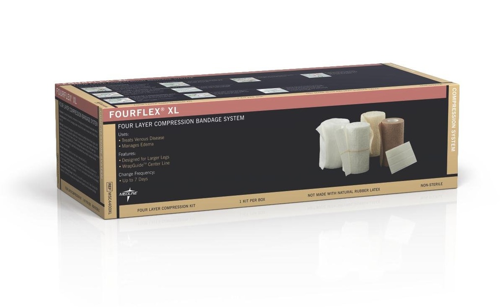 Medline Fourflex XL 4-kihiline tihendussüsteem, suurus XL, efektiivne kroonilise veenipuudulikkuse korral, juhtum 8 komplekti