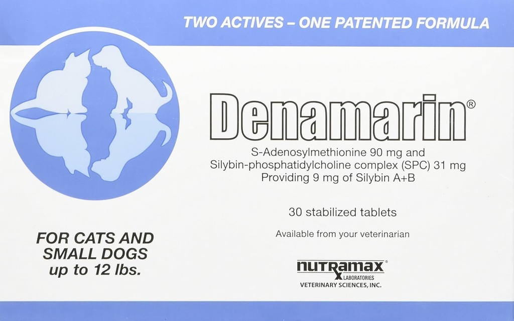 Nutramax Laboratories Denamarin Maksatervise täiendus väikestele koertele ja kassidele - S-adenosüülmetioniiniga (SAMe) ja Silybiniga, 30 tabletti