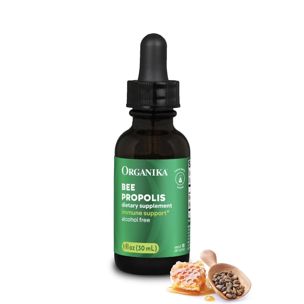 Organika Bee Propolis Tinktuur 1 oz: Vegan Propolis Väljavõte - Kurk ja hingamine - Gluteeni, GMO ja kunstlike maitsete vaba - 10 päeva Prop tilkade pakkumine