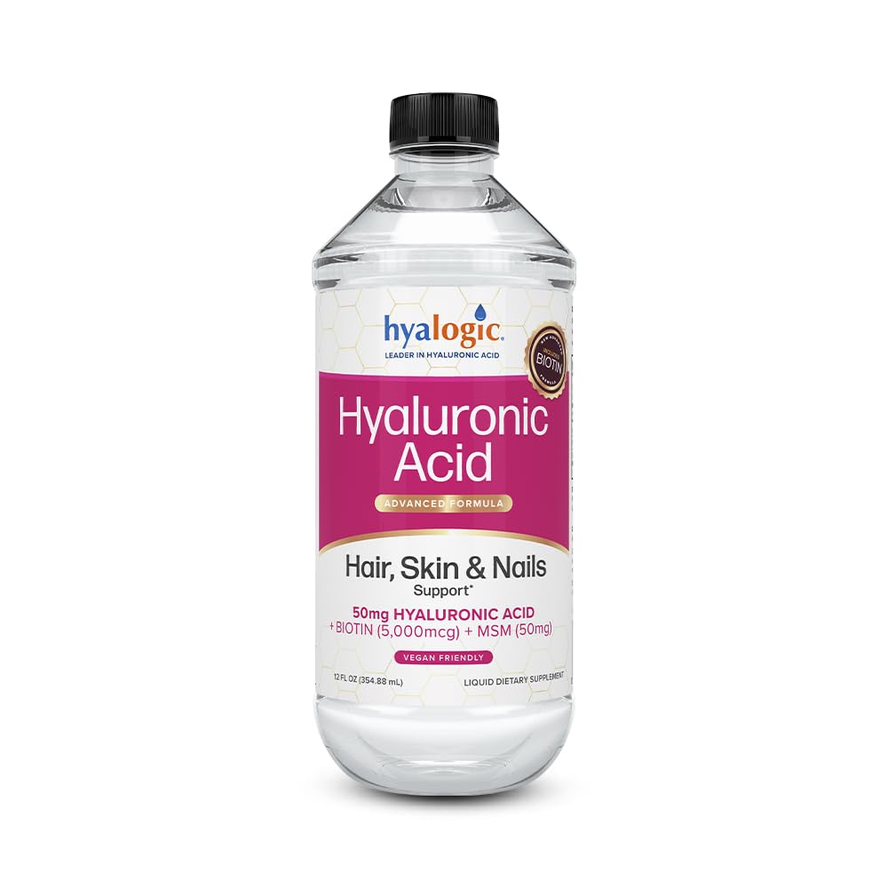 Hüaloogiline vedelik Hüaluroonhappe lisand - tervete juuste, naha ja küünte toetamine 5000 mcg biotiini ja 50 mg MSM-ga - looduslik hüdraat kogu keha jaoks - kõrge molekulmassi valem - 12 oz
