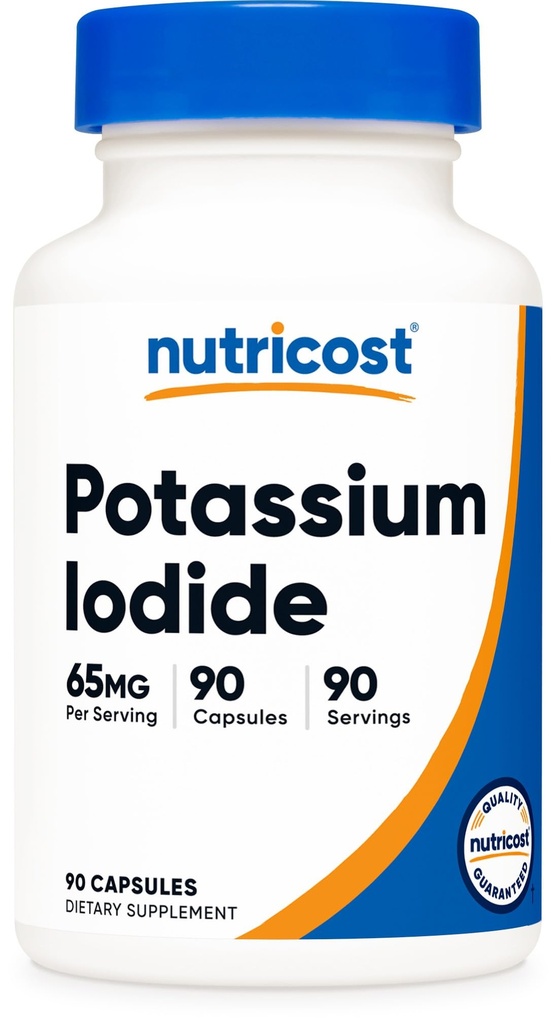 Nutrikost kaaliumjodiid (KI), 90 kapslit, 65 mg kaaliumjodiid serveerimisel, taimetoitlane, mitte-GMO ja gluteenivaba