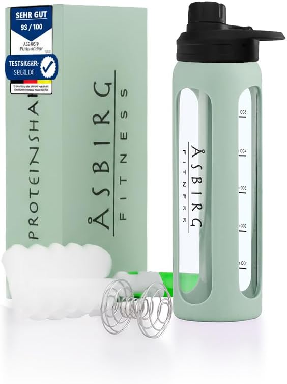2. 0 Fitness | Klaasist valmistatud valgušokk | Valgušokk | Joogipudel | spiraalpalliga | 24 oz (Pastel Green)