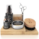 Viking Bear Growth Kit - 7-Piece Set, Sandalwood Scent & Caddy - Oil & Balm with Beard Brush, Dual-Sided Comb & Scissors plus Mustache Comb for Grooming & Styling
