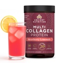 Ancient Toitumine Kollageen Peptiidid Pulber, Multi-Kollageeni Valk, Naised Ja Mehed, C-vitamiin, Probiootikumid, Hüdrolüüsitud Kollageen, Toetab Naha, Liigesed, Soolestiku Tervis, Maasika Lemonaad, 24 Servings