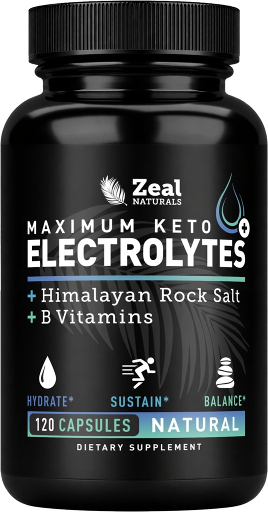 Keto elektrolüütide lisand (120 kapslit) Keto elektrolüütide lisandid Pillid w roosa Himaalaja sool, B-vitamiinid, magneesium ja kaaliumilisand - soolapillid ja elektrolüütide tabletid