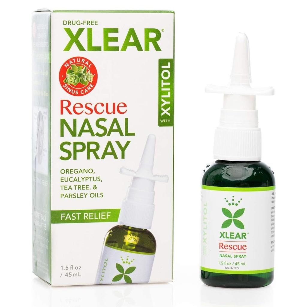 Xlear Rescue Natural Nasal Spray ksülitool, Oregano ja teepuu, 1,5 fl oz (pakk 1)