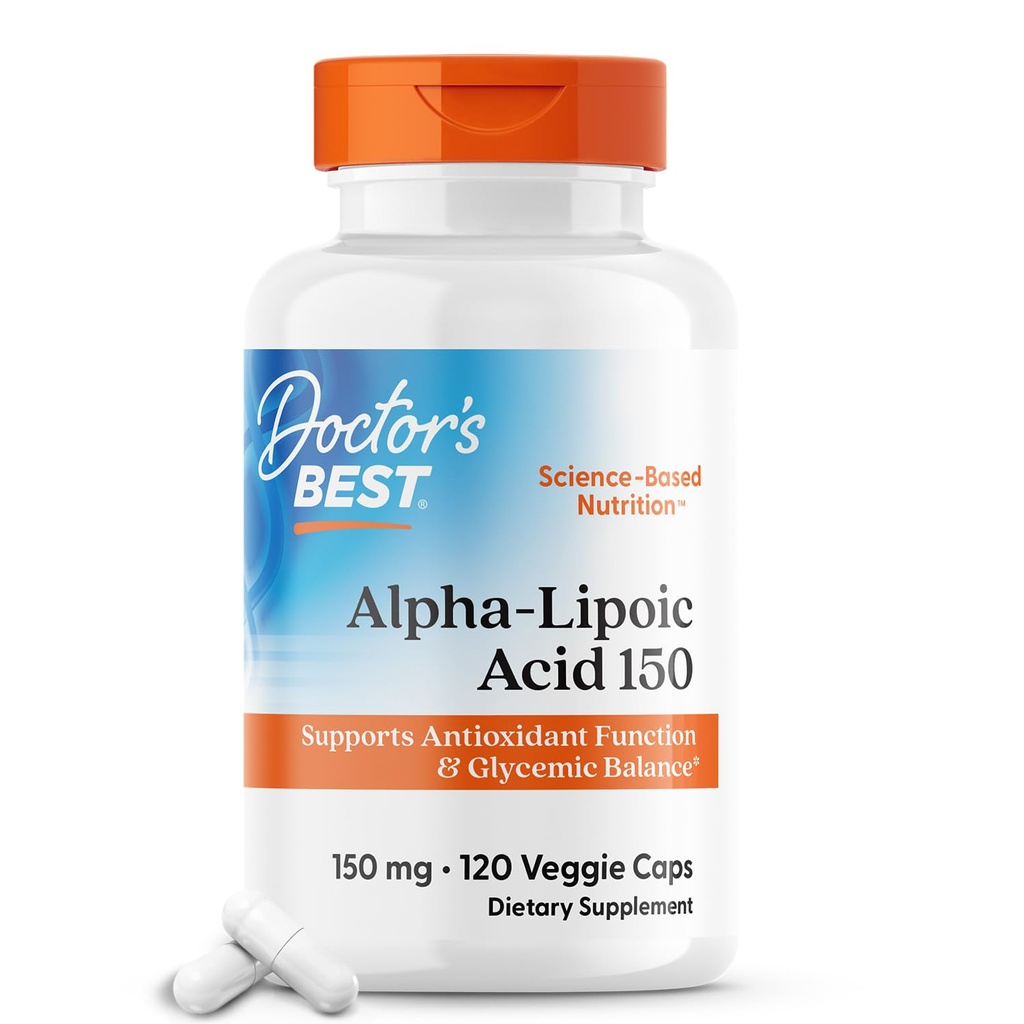 Arsti parim alfa-lipohape 150, aitab toetada glükoosi ainevahetust ja regenereerida antioksüdante * Mitte-GMO, Gluteenivaba, Vegan, Sojavaba, 150 mg, 120 Veggie kapslit