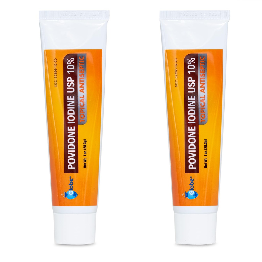 Globe (2 Pack) Povidoonjood 10% esmaabi salv 1 Oz, kärbib põletusi (võrreldes betadiiniga)